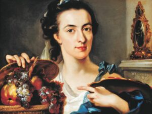 Nicolaus Treu og Catharina Treu: Portræt af Catharina Treu med frugtkurv, 1771. Museen der Stadt Bamberg, Historisk Museum
